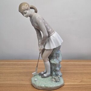 Vintage Lladro 4851 Lady Golfer Porcelain Figurine 11" Made in Spain Retired